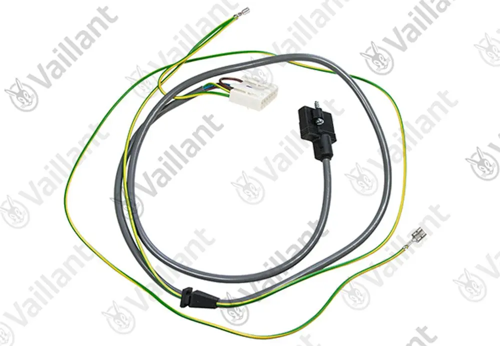 Kabelbaum von Vaillant mit mehreren Drähten in unterschiedlichen Farben und Steckverbindern, zur Verwendung in Heizsystemen.